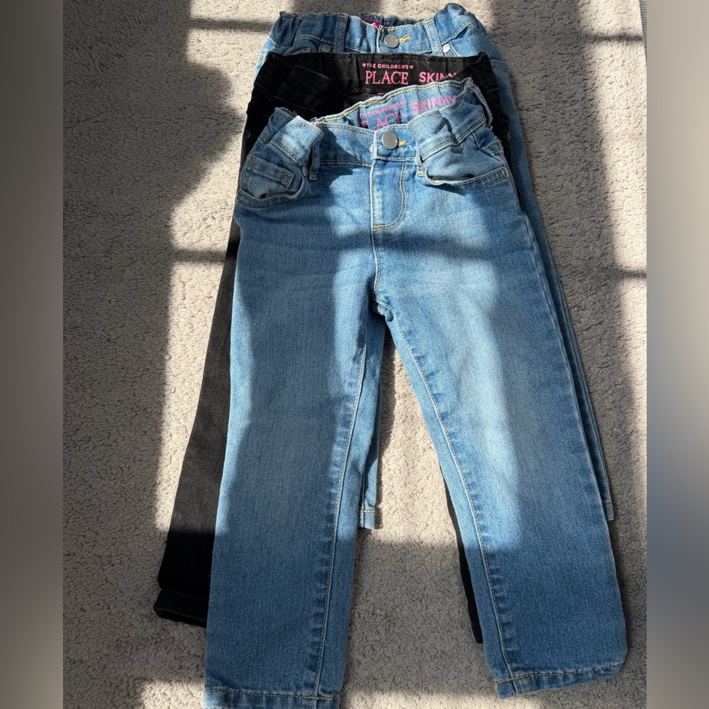 3- The Children's Place Light Blue and Black Skinny Jeans